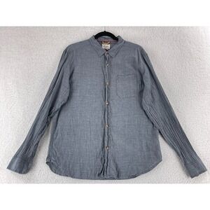 Koto‎ Button-Up Shirt Mens large Gray Long Sleeve Lightweight 100% Cotton Casual